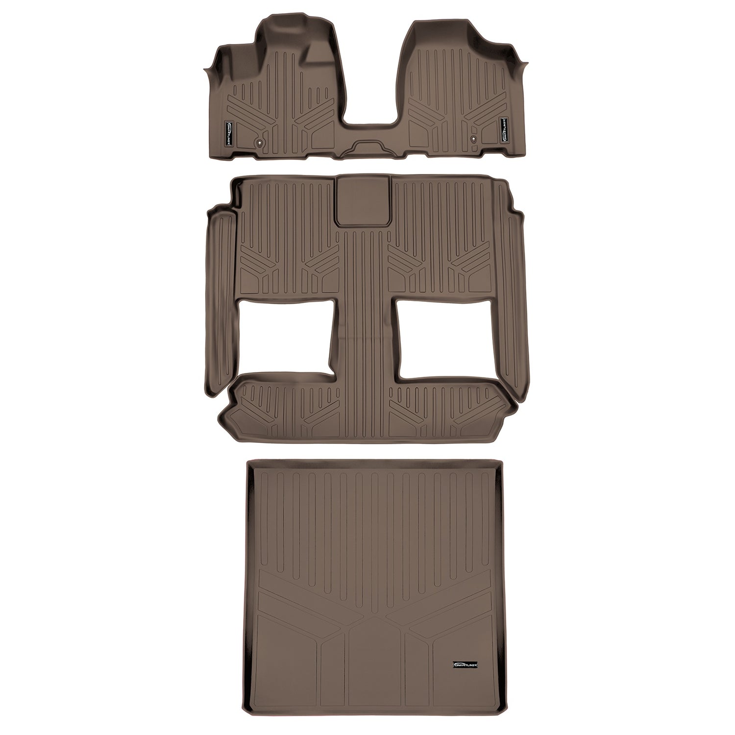 Floor Mats 3 Rows and Cargo Liner Set Tan <br> 08-20 Dodge Caravan08-16 Chrysler Town & Country