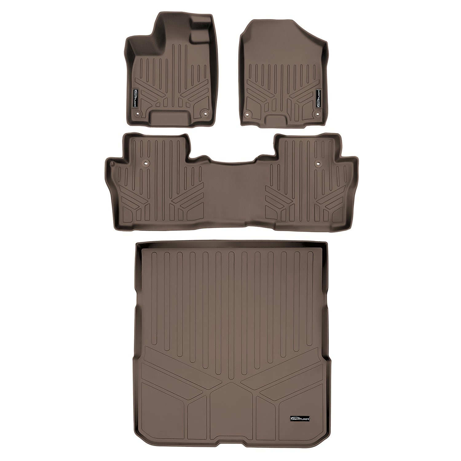 Floor Mats 2 Rows and Cargo Liner Set Tan <br> 16-22 Honda Pilot