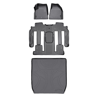 Floor Mats 3 Rows and Cargo Liner Set Grey <br> 08 Buick Enclave (Bucket Seat on the Second Row)
