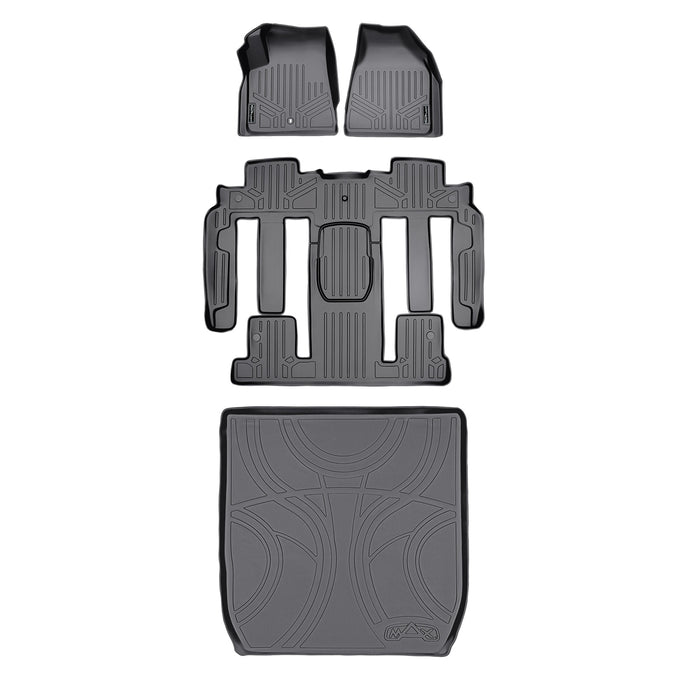 Floor Mats 3 Rows and Cargo Liner Set Grey <br> 08 Buick Enclave (Bucket Seat on the Second Row)
