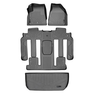 Floor Mats 3 Rows and Cargo Liner Grey <br> 09-17 Buick Enclave09-17 Chevrolet Traverse