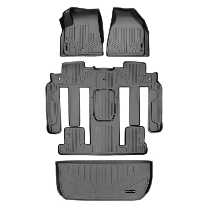 Floor Mats 3 Rows and Cargo Liner Grey <br> 09-17 Buick Enclave09-17 Chevrolet Traverse