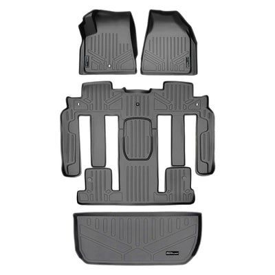 Floor Mats 3 Rows and Cargo Liner Grey <br> 09-17 Buick Enclave09-17 Chevrolet Traverse