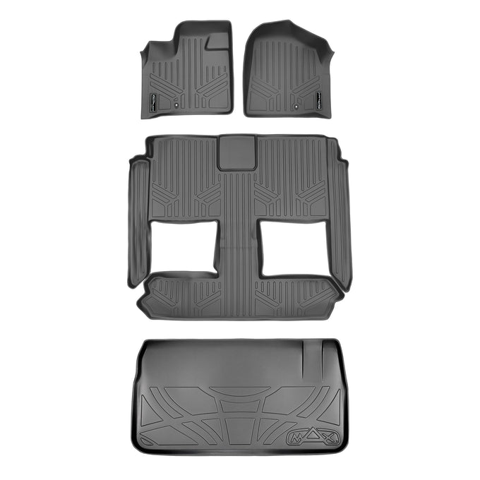 Floor Mats 3 Rows & Cargo Liner Grey <br> 08-20 Dodge Caravan08-16 Chrysler Town & Country