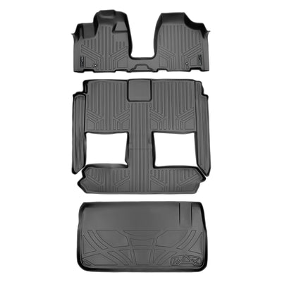 Floor Mats 3 Rows and Cargo Liner Grey <br> 08-20 Dodge Caravan08-16 Chrysler Town & Country