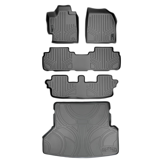 Floor Mats 3 Rows and Cargo Liner Set Grey <br> 08-13 Toyota Highlander (Non Hybrid)
