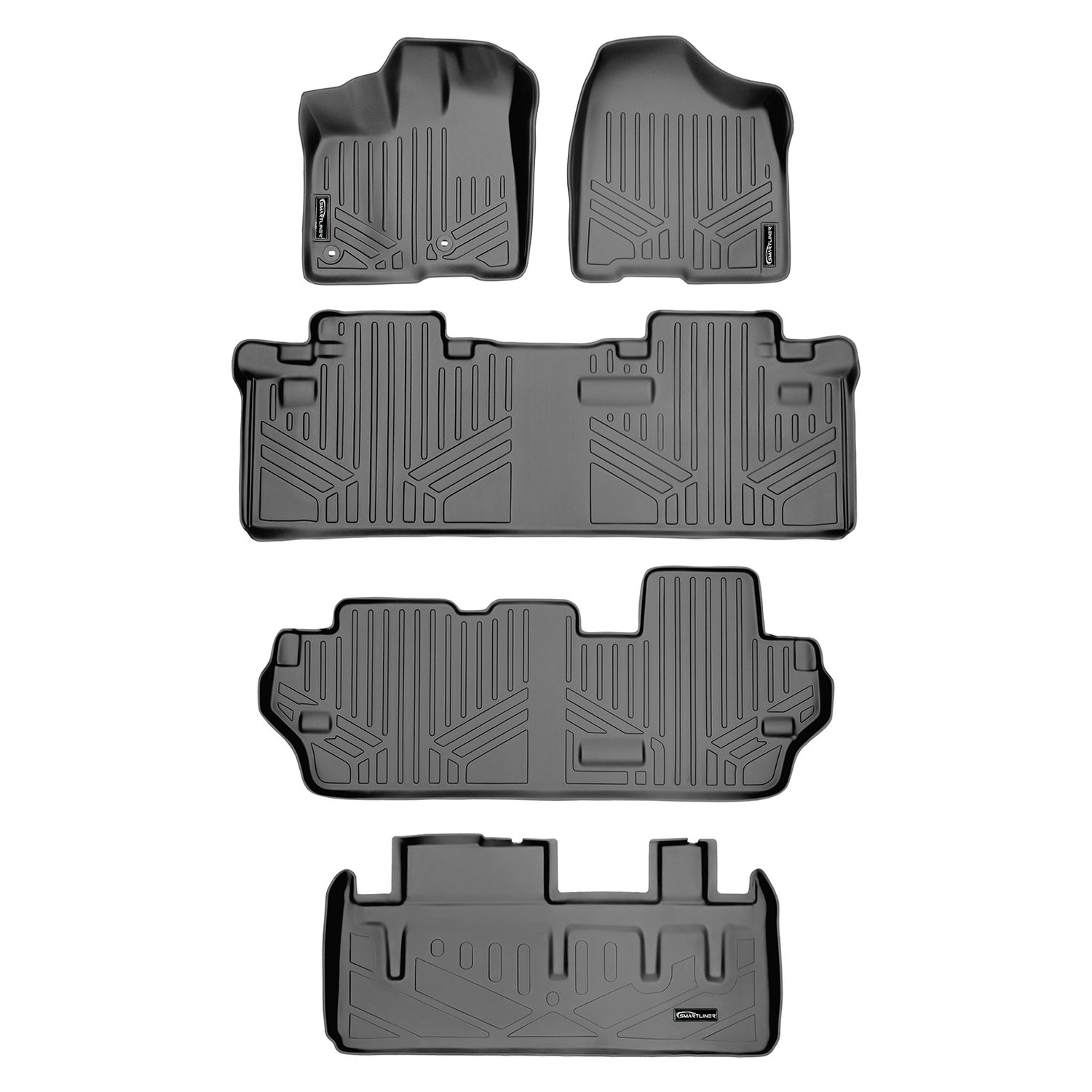 Floor Mats 3 Rows and Cargo Liner Grey <br> 13-20 Toyota Sienna (8 Passenger)