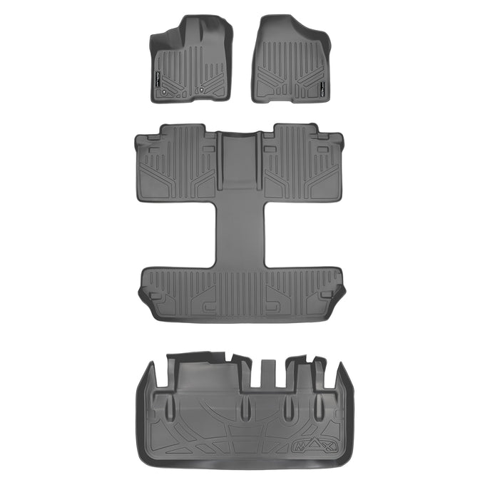 Floor Mats 3 Rows and Cargo Liner Grey <br> 11-12 Toyota Sienna (7 Passenger)