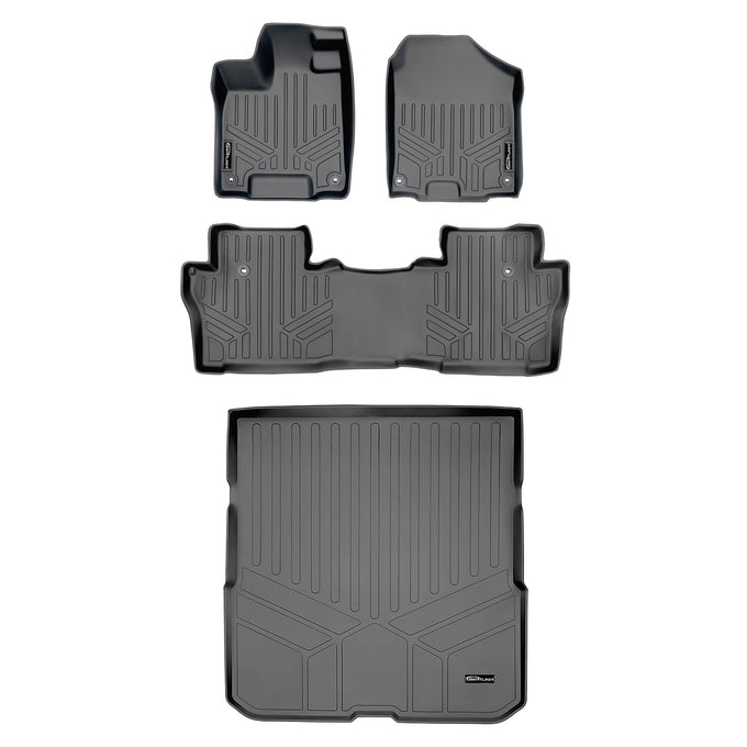 Floor Mats 2 Rows and Cargo Liner Set Grey <br> 16-22 Honda Pilot