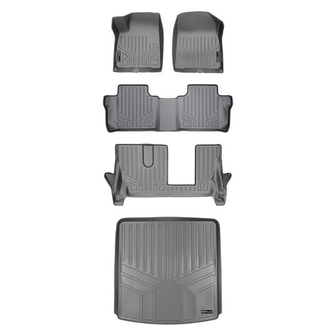Floor Mats 3 Rows and Cargo Liner Set Grey <br> 20-21 Cadillac XT6 with Bench Seats
