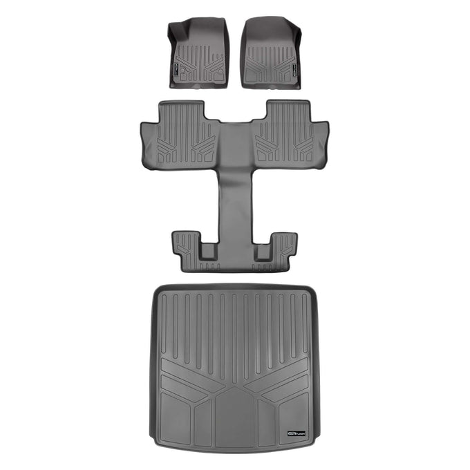 Floor Mats 3 Rows and Cargo Liner Set Grey <br> 20 Cadillac XT6 with Bucket Seats