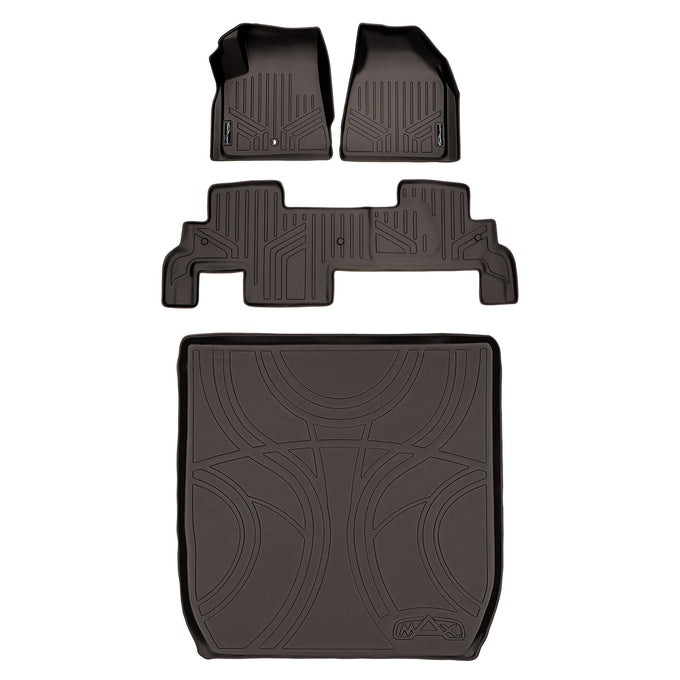 Floor Mats 2 Rows and Cargo Liner Set Cocoa <br> 09-17 Chevrolet Traverse / Buick Enclave