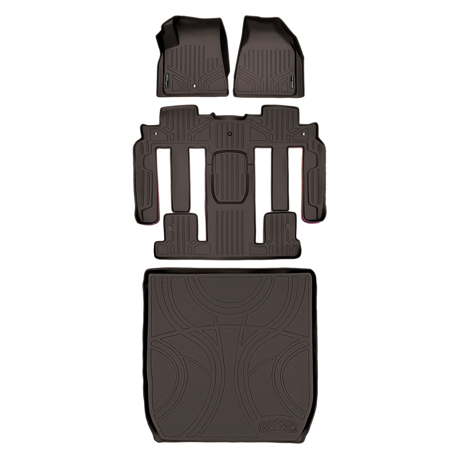Floor Mats 3 Rows and Cargo Liner Set Cocoa <br> 09-17 Buick Enclave09-17 Chevrolet Traverse