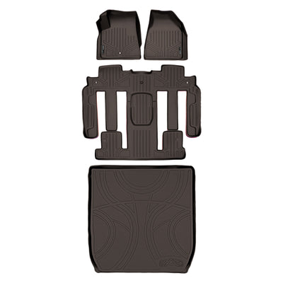 Floor Mats 3 Rows and Cargo Liner Set Cocoa <br> 09-17 Buick Enclave09-17 Chevrolet Traverse
