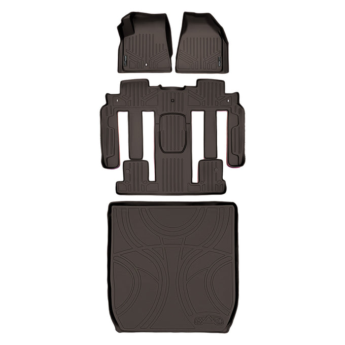 Floor Mats 3 Rows and Cargo Liner Set Cocoa <br> 09-17 Buick Enclave09-17 Chevrolet Traverse