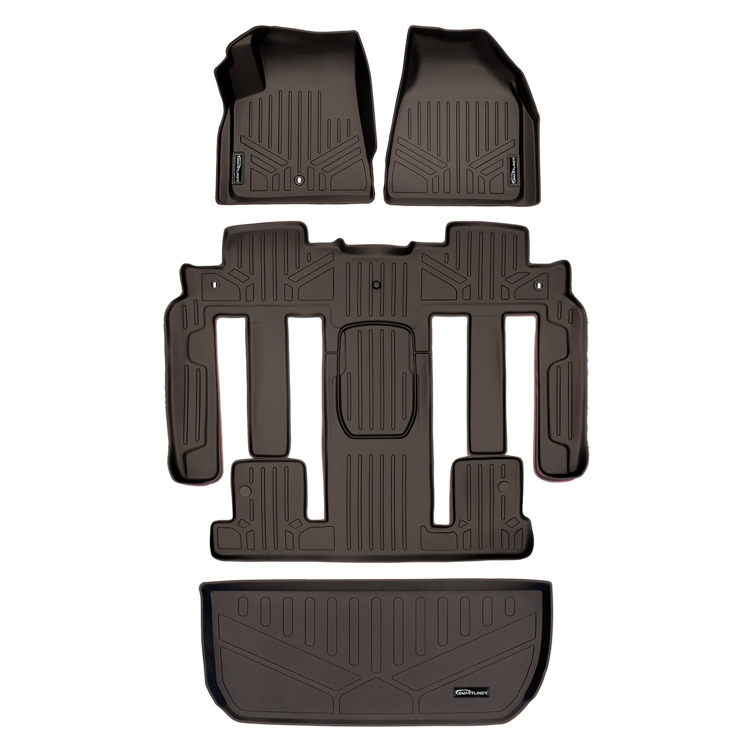 Floor Mats 3 Rows and Cargo Liner Cocoa <br> 09-17 Buick Enclave09-17 Chevrolet Traverse