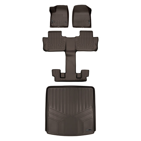 Floor Mats 3 Rows and Cargo Liner Set Cocoa <br> 17-21 GMC Acadia with Bucket Seats