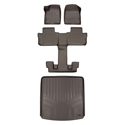 Floor Mats 3 Rows and Cargo Liner Set Cocoa <br> 20 Cadillac XT6 with Bucket Seats