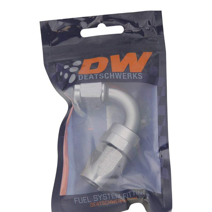 8 AN Female Flare Swivel 120-Degree Hose End CPE<br>Anodized DW Titanium