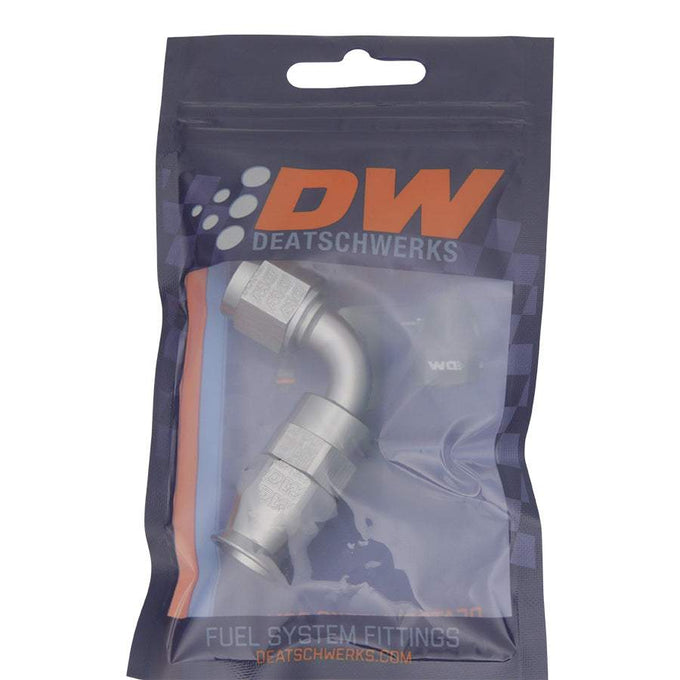 6AN Female Swivel 90-Degree Hose End PTFE<br>Anodized DW Titanium