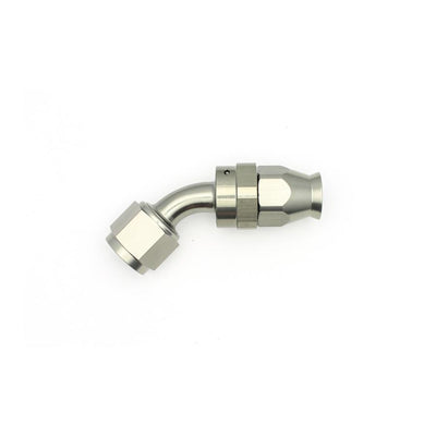 8AN Female Swivel 45-Degree Hose End PTFE<br>Anodized DW Titanium