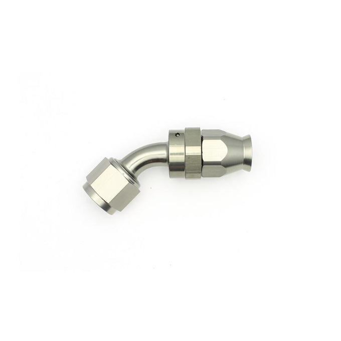 8AN Female Swivel 45-Degree Hose End PTFE<br>Anodized DW Titanium