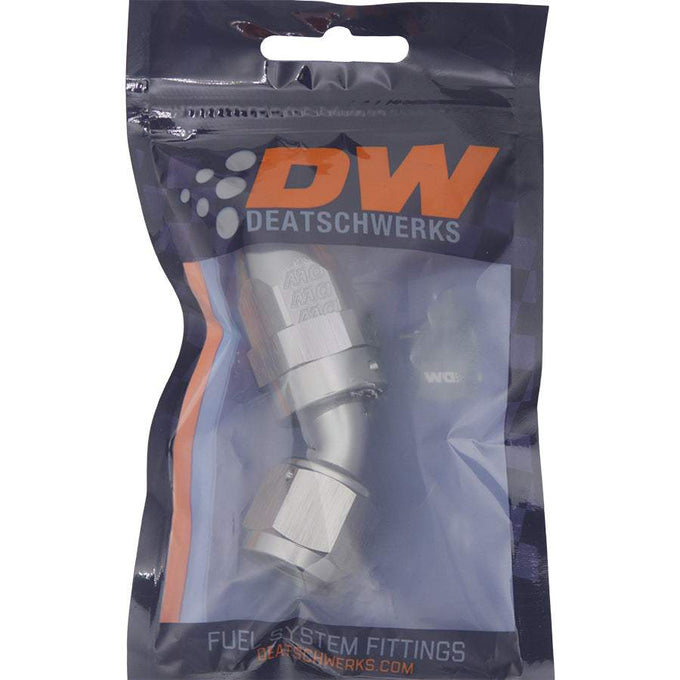 8AN Female Swivel 45-Degree Hose End PTFE<br>Anodized DW Titanium