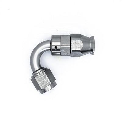 6 AN Female Flare Swivel 120-Degree Hose End PTFE<br>Anodized DW Titanium