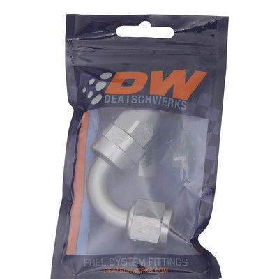 8 AN Female Flare Swivel 120-Degree Hose End PTFE<br>Anodized DW Titanium