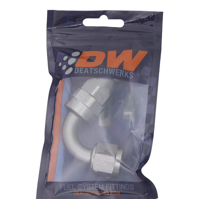 8 AN Female Flare Swivel 120-Degree Hose End PTFE<br>Anodized DW Titanium