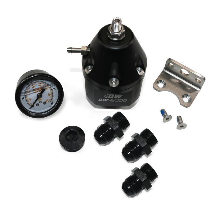 DWR2000 AFPR + pressure gauge + 10AN & 8AN Fittings, anodized black<br>Universal