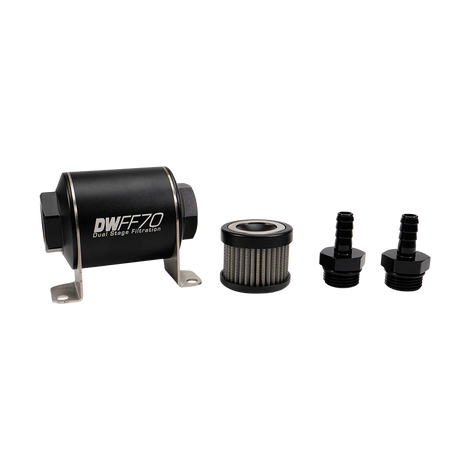 3/8 in Barb, 5 micron, 70mm In-line fuel filter kit<br>Universal