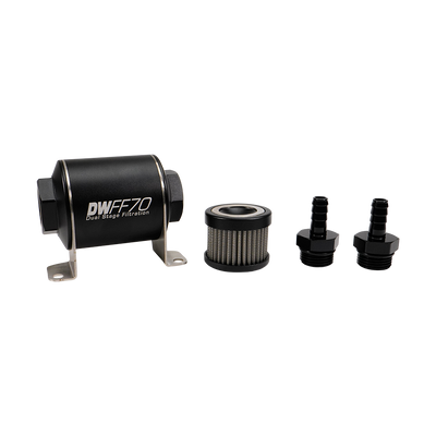 3/8 in Barb, 5 micron, 70mm In-line fuel filter kit<br>Universal