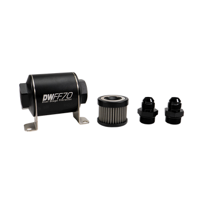 8AN, 40 micron, 70mm In-line fuel filter kit<br>Universal