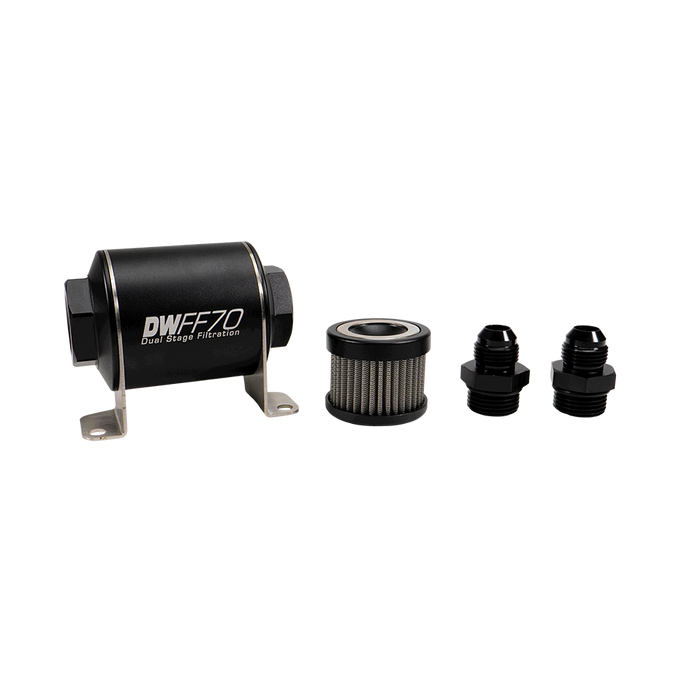 8AN, 40 micron, 70mm In-line fuel filter kit<br>Universal