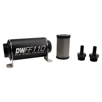 3/8 in, 5 micron, 110mm In-line fuel filter kit<br>Universal