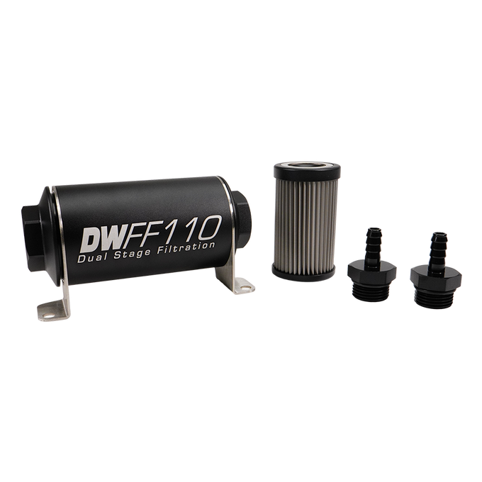 5/16 in, 5 micron, 110mm In-line fuel filter kit<br>Universal