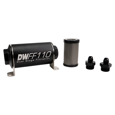 6AN, 5 micron, 110mm In-line fuel filter kit<br>Universal