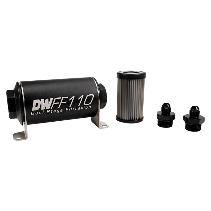 6AN, 5 micron, 110mm In-line fuel filter kit<br>Universal