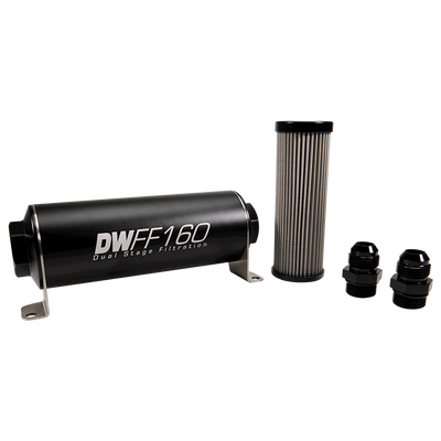 10AN, 40 micron, 160mm In-line fuel filter kit<br>Universal