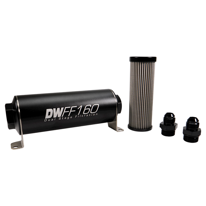 8AN, 40 micron, 160mm In-line fuel filter kit<br>Universal