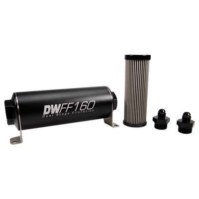 6AN, 100 micron, 160mm In-line fuel filter kit<br>Universal