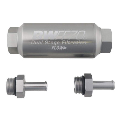 3/8 in, 10 micron, 70mm compact in-line fuel filter kit<br>Universal