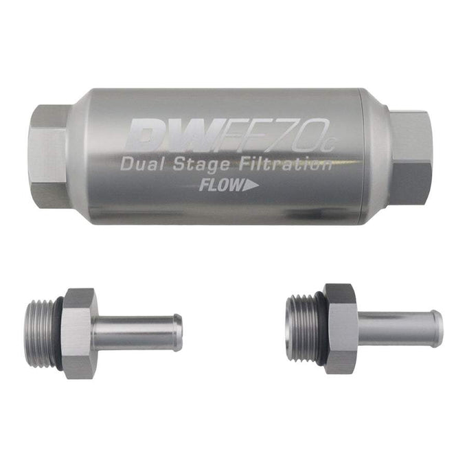 3/8 in, 10 micron, 70mm compact in-line fuel filter kit<br>Universal