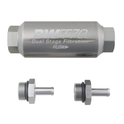 5/16 in, 10 micron, 70mm compact in-line fuel filter kit<br>Universal