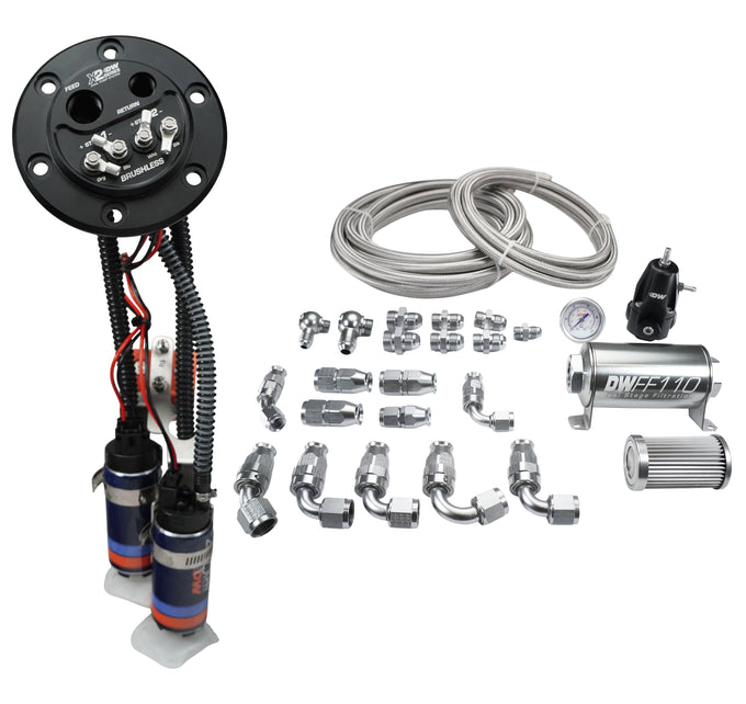 X2 Fuel Pump Hanger w/DW420 Fuel Pumps&PTFE Return Kit<br>92-00 Honda Civic, 94-01 Acura Integra