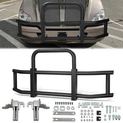 Steel Front Bumper Grille Deer Guard+Brackets <br>07-21 Kenworth T660 T680 Black