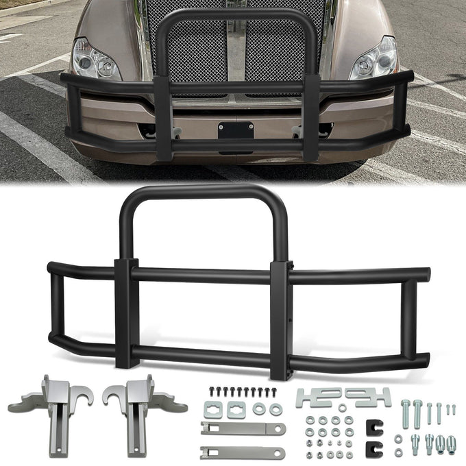 Steel Front Bumper Grille Deer Guard+Brackets <br>07-21 Kenworth T660 T680 Black