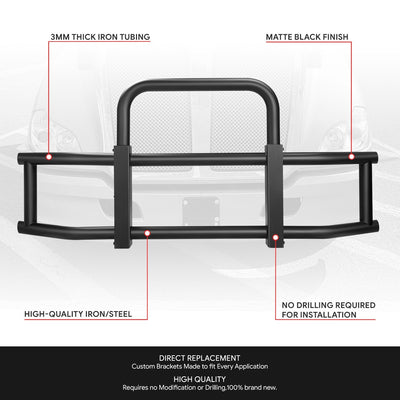 Steel Front Bumper Grille Deer Guard+Brackets <br>07-21 Kenworth T660 T680 Black