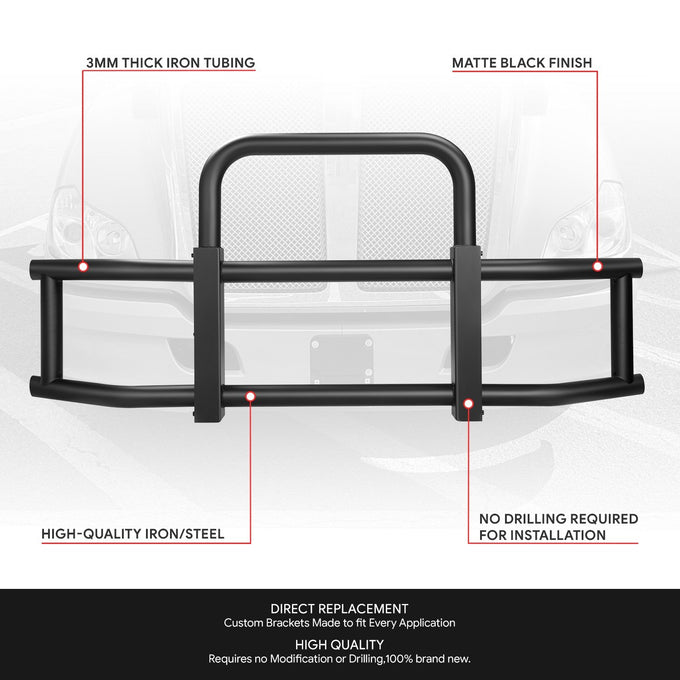 Steel Front Bumper Grille Deer Guard+Brackets <br>07-21 Kenworth T660 T680 Black